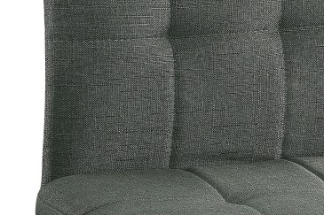 Conjunto de 4 cadeiras estofadas em elegante tecido cinzento e estrutura metálica robusta.