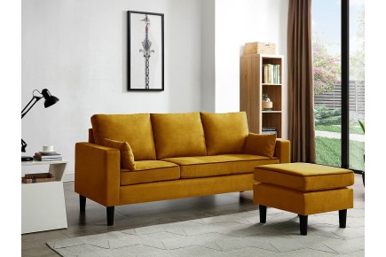 3P Design Sofá Chaiselongue reversível em cor MOSTARDA ao MELHOR PREÇO