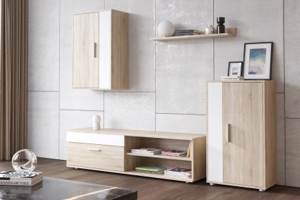 Mueble de salón KUBE Roble y Blanco