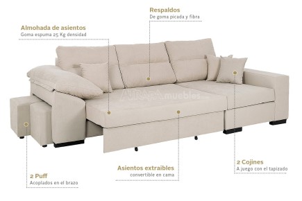 Chaise Longue Cama Direita TOUS Bege