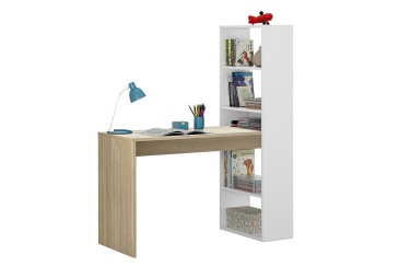 Mesa + Estante DUPLO Carvalho e Branco