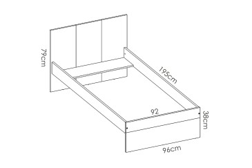 Cama individual de design elegante 90x190 com 2 gavetas debaixo da cama