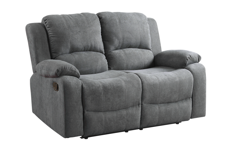 Sofá biplaza reclinable eléctrico tapizado de piel sintética en gris, gris