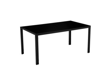 PACOTE de 1 mesa de centro de vidro preto + 4 cadeiras pretas