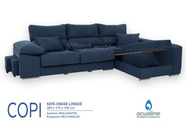 Sofá chaise longue COPI na elegante cor azul ao MELHOR PREÇO