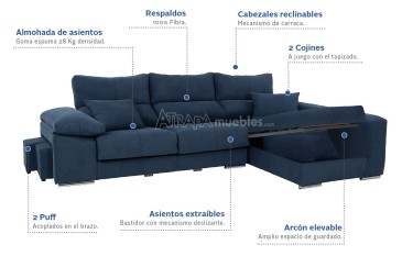 Chaise-longue Direita COPI Azul