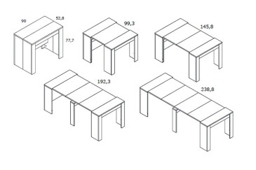 Mesa de jantar de consola extensível. 4 em 1 De mesa de consola a mesa extensível de 238 cm num único móvel.