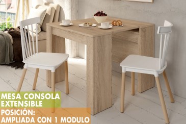 Mesa de jantar de consola extensível. 4 em 1 De mesa de consola a mesa extensível de 238 cm num único móvel.