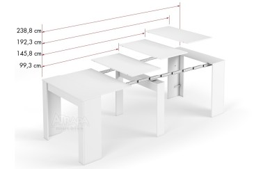 Mesa de jantar de consola extensível. 4 em 1 De mesa de consola a mesa extensível de 238 cm num único móvel.