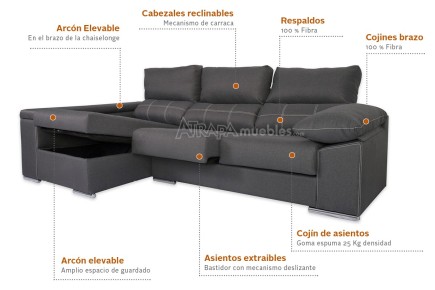 Chaiselongue esquerdo SILVER Cinzento