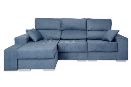 Sofá de design 3P Chaiselongue 3P reversível na cor AZUL ao MELHOR PREÇO