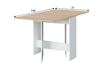 Mesa de apoio com abas articuladas 31/140 x 77 cm em carvalho e branco barato