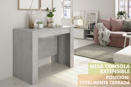 Mesa de consola extensível 4 em 1 Cimento