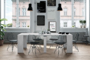 Mesa de jantar com consola extensível. 4 em 1 De mesa de consola a mesa extensível de 236 cm num só móvel em cinzento