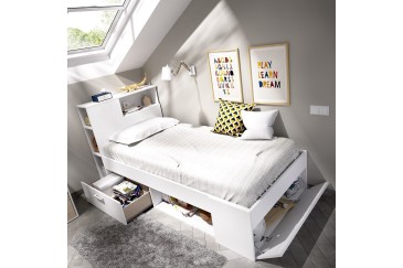 Cama juvenil LANKA compacta 90X190 Branco