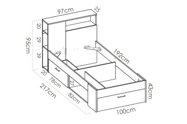 Cama juvenil LANKA compacta 90X190 Branco