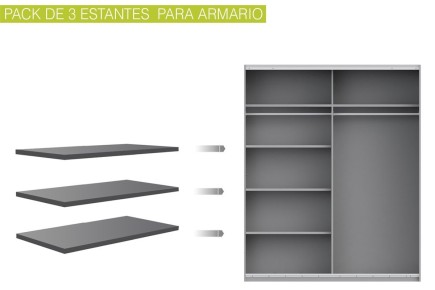 Conjunto de 3 prateleiras de 97 x 42 cm em cinzento