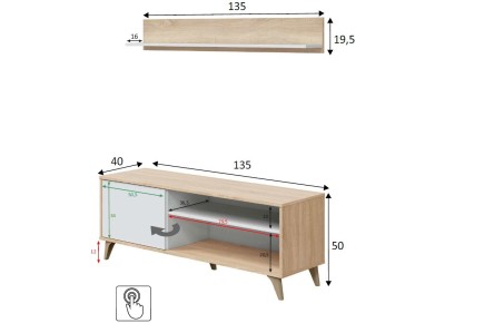 Móvel de sala de estar KIKUA Plus com prateleira