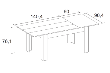 PACK de 1 Mesa de salón extensible + 4 Sillas Nordic en color Negro