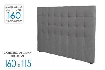 Cabeceira Capitone estofada em tecido cinzento elegante para camas de 150 e 135 cm