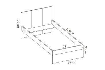 Cama individual de design elegante 90x190 com gavetão por baixo da cama