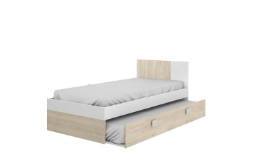 Cama individual de design elegante 90x190 com gavetão por baixo da cama