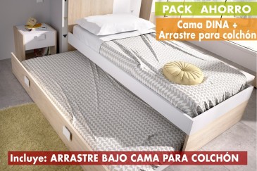 Cama individual de design elegante 90x190 com gavetão por baixo da cama