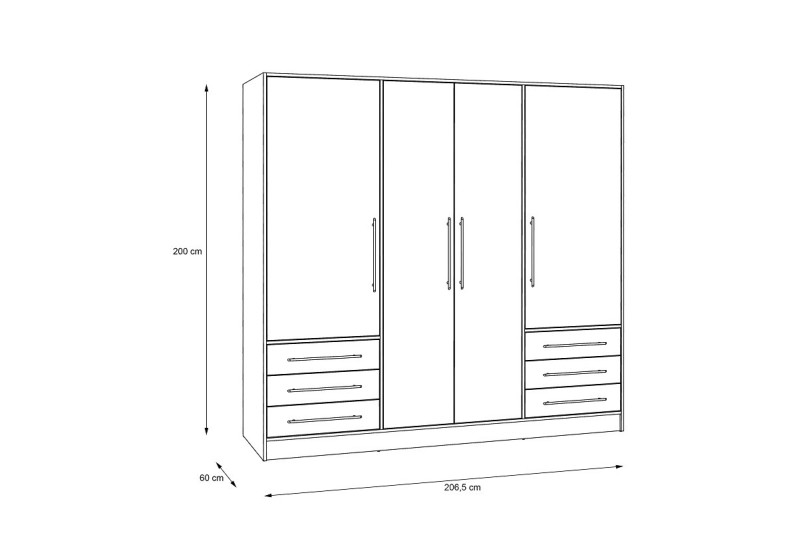 ARMARIO 4 PUERTAS ENMARCADAS ANCHO 199 - Naumuebles