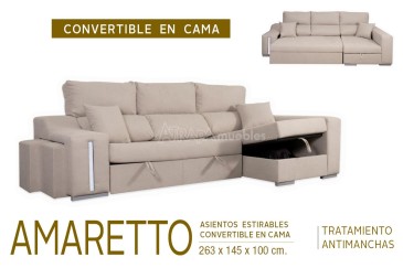 Sofá chaiselonge Cama AMARETTO Gris al MEJOR PRECIO