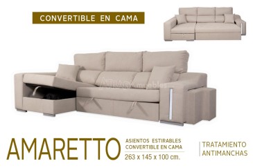 Sofá chaiselonge Cama AMARETTO Gris al MEJOR PRECIO