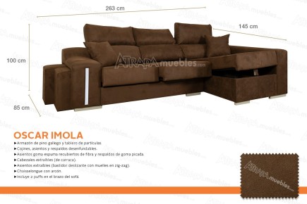 Chaiselongue Derecha OSCAR IMOLA Marrón Oscuro