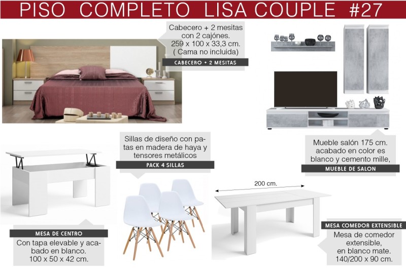 Apartamento completo 27 - LISA COUPLE Blanco Roble