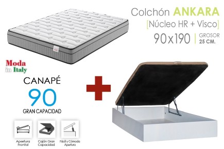 PACK Canapé RECKTO + Colchão ANKARA VISCO 90X190