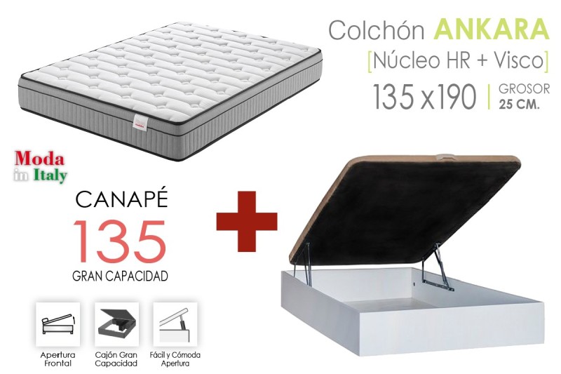 PACK Canapé RECKTO + Colchão ANKARA VISCO 135