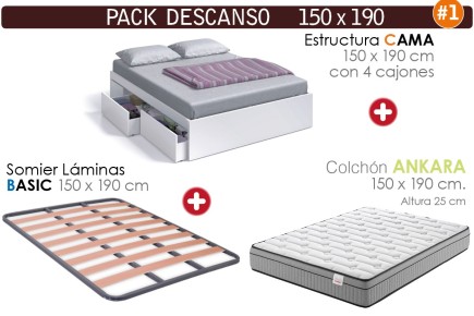 Equipamento de descanso Pack SAVING de 150x190 ao melhor preço na Internet