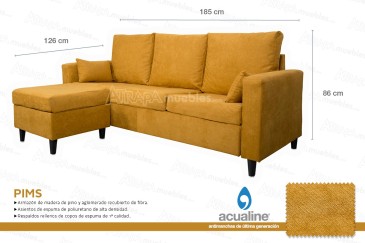 Sofá Chaiselongue de Diseño 3P reversible en color MOSTAZA al MEJOR PRECIO