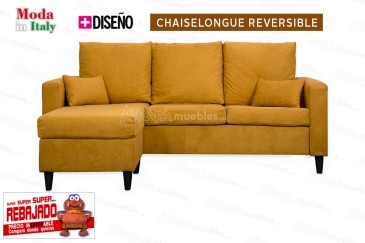 3P Design Sofá Chaiselongue reversível em cor MOSTARDA ao MELHOR PREÇO