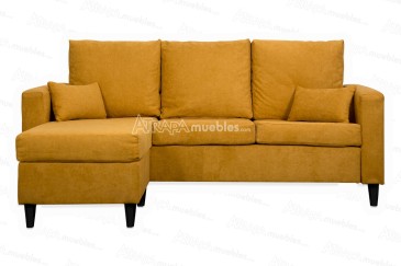 3P Design Sofá Chaiselongue reversível em cor MOSTARDA ao MELHOR PREÇO