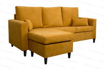 3P Design Sofá Chaiselongue reversível em cor MOSTARDA ao MELHOR PREÇO