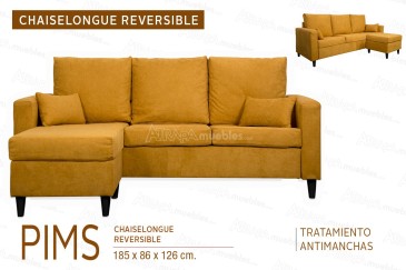 Sofá Chaiselongue de Diseño 3P reversible en color MOSTAZA al MEJOR PRECIO