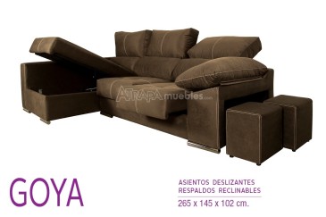 Sofá chaise longue GOYA em elegante cor cinzenta ao MELHOR PREÇO