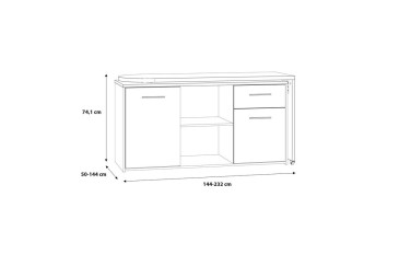 Mesa de escrita adaptável em branco e carvalho