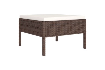 Conjunto de jardim Sofá Chaiselongue Sofá de 3 lugares e mesa de centro Rattan castanho