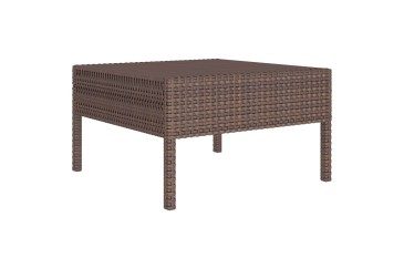 Conjunto de jardim Sofá Chaiselongue Sofá de 3 lugares e mesa de centro Rattan castanho