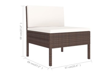 Conjunto de jardim Sofá Chaiselongue Sofá de 3 lugares e mesa de centro Rattan castanho