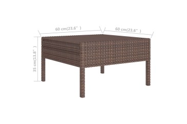 Conjunto de jardim Sofá Chaiselongue Sofá de 3 lugares e mesa de centro Rattan castanho