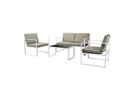 Conjunto de jardín Sofa Chaiselongue 3 plazas y mesa de centro Rattan marrón