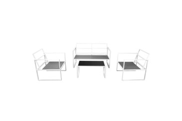 Conjunto de jardim Sofá de 2 lugares + 2 poltronas + mesa de centro