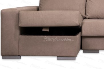 SILVER Sofá chaise lounge em cor castanha ao MELHOR PREÇO