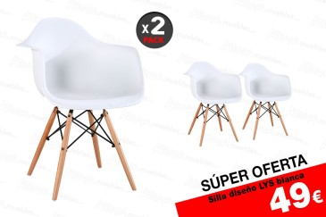 Conjunto de 2 cadeiras LYS Design em cor branca